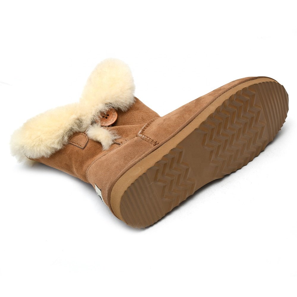 Custom Luxury Designer Women's Ankle Boots Anti-Slippery Luxury Sheepskin Boots with Long Fur for Winter Outdoor Fashion