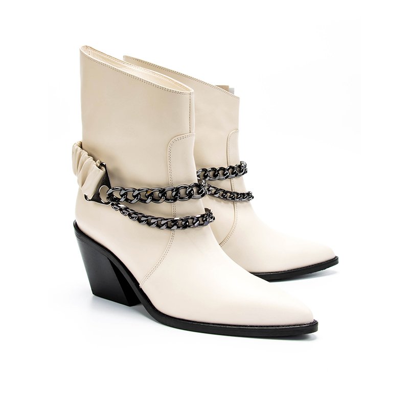2023 new trend fashion wholesale customized logo thick heels pointed toe women ankle boots