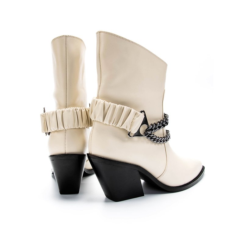 2023 new trend fashion wholesale customized logo thick heels pointed toe women ankle boots