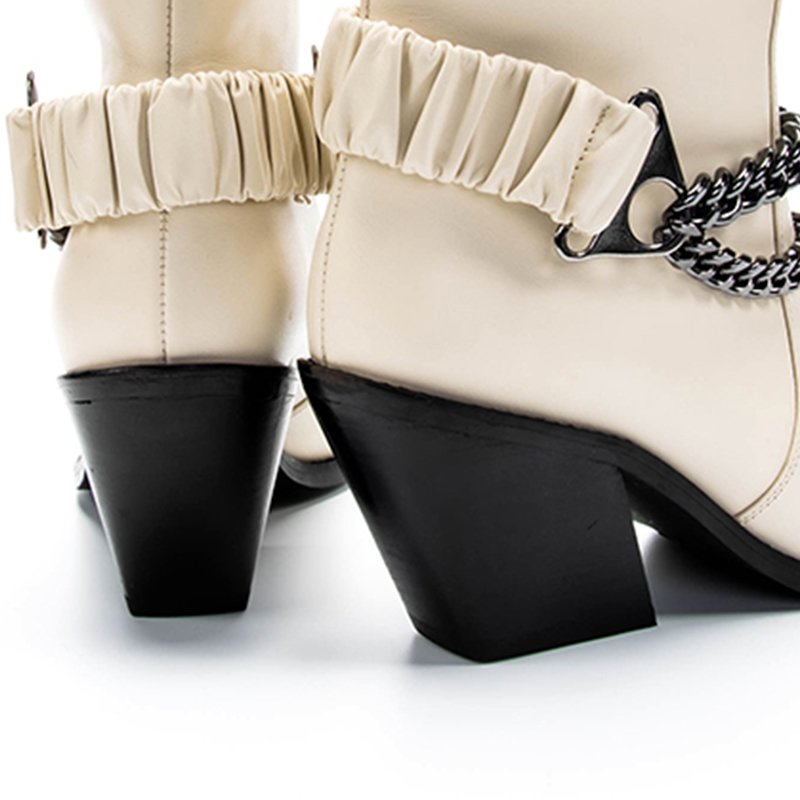 2023 new trend fashion wholesale customized logo thick heels pointed toe women ankle boots