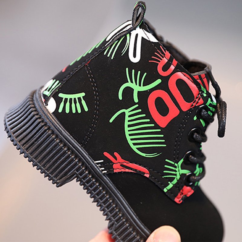 Flat Shoes for Kids Cheap Wholesale Fashion Print Zipper Winter Boots for Children Boys Western Girls Black Platform Ankle Boots