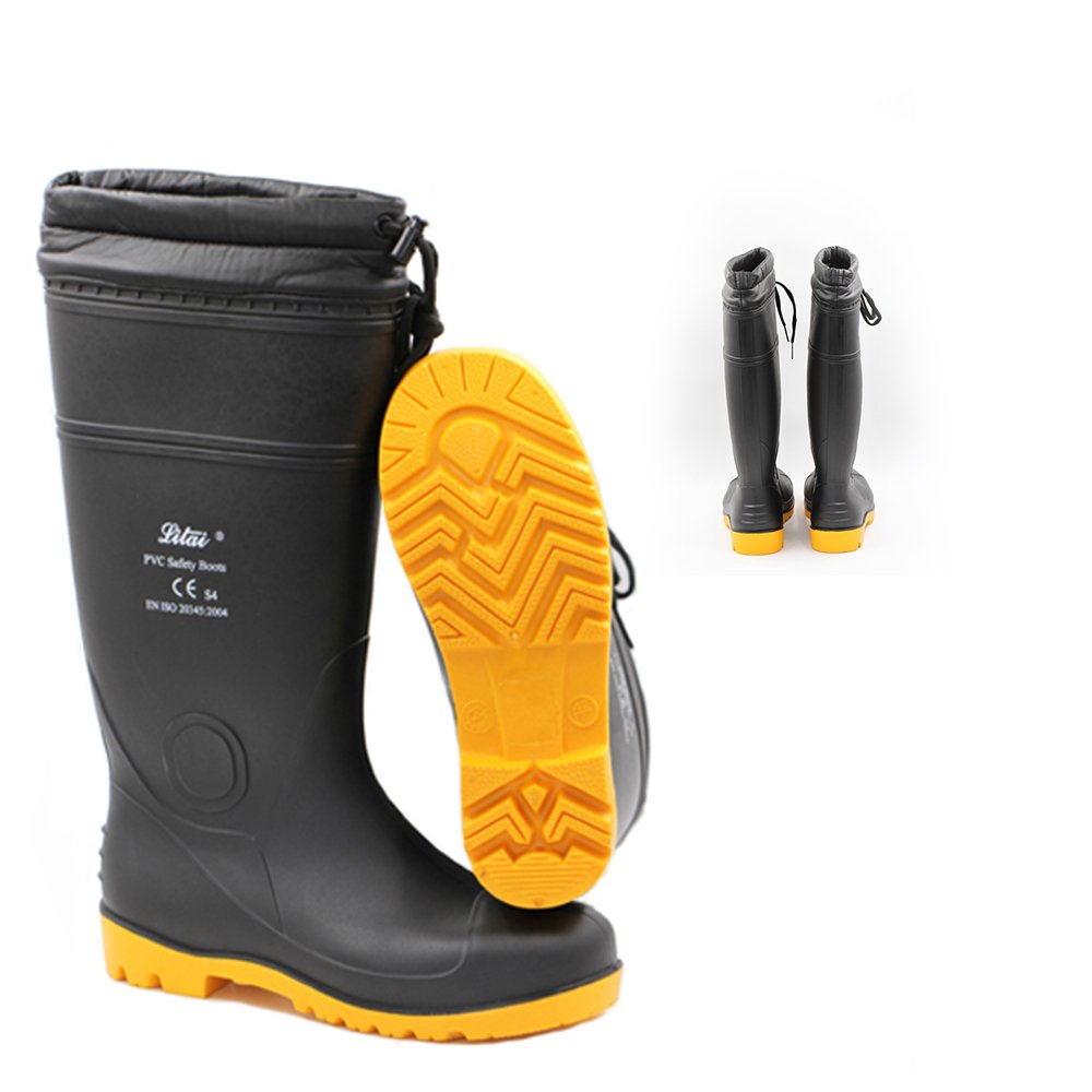 anti slip Standard oil resistant custom pvc rain shoes unisex safety PVC rain boots with fastener unisex