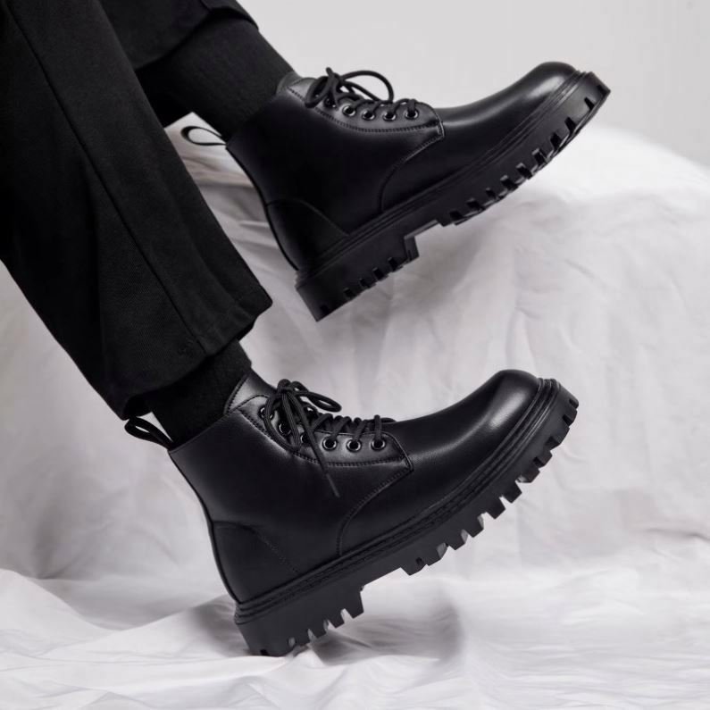 2025 Ruizi New Product Vintage Mart Boots Men's Large Cowhide Upper High Top Durable Outdoor Casual Shoes