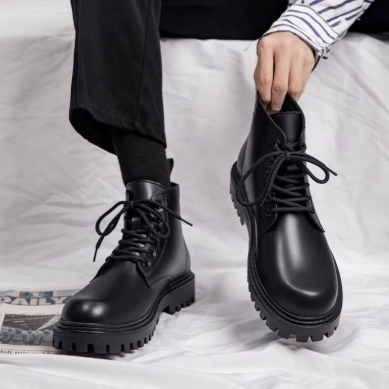 2025 Ruizi New Product Vintage Mart Boots Men's Large Cowhide Upper High Top Durable Outdoor Casual Shoes