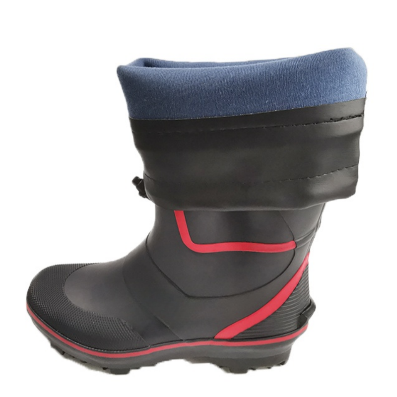 Black Men's Winter Keep Warm Rain Snow Boots Custom Logo Rain Boots