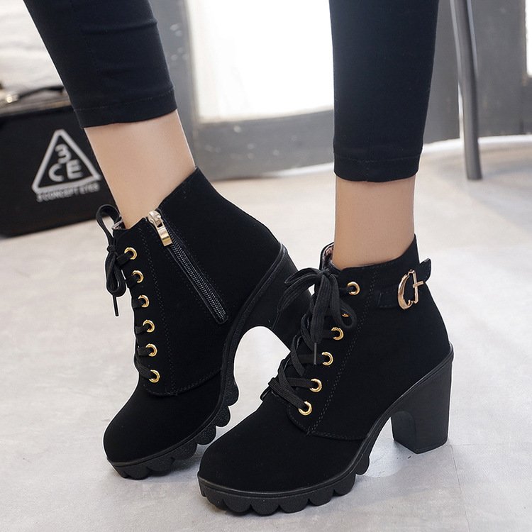 OEM fashion rubber high heel winter boot women shoes