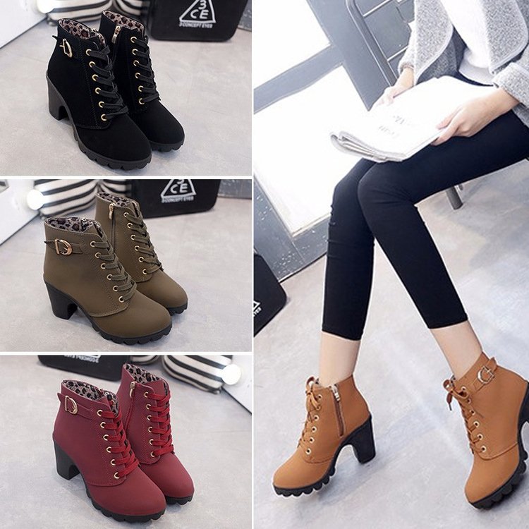 OEM fashion rubber high heel winter boot women shoes