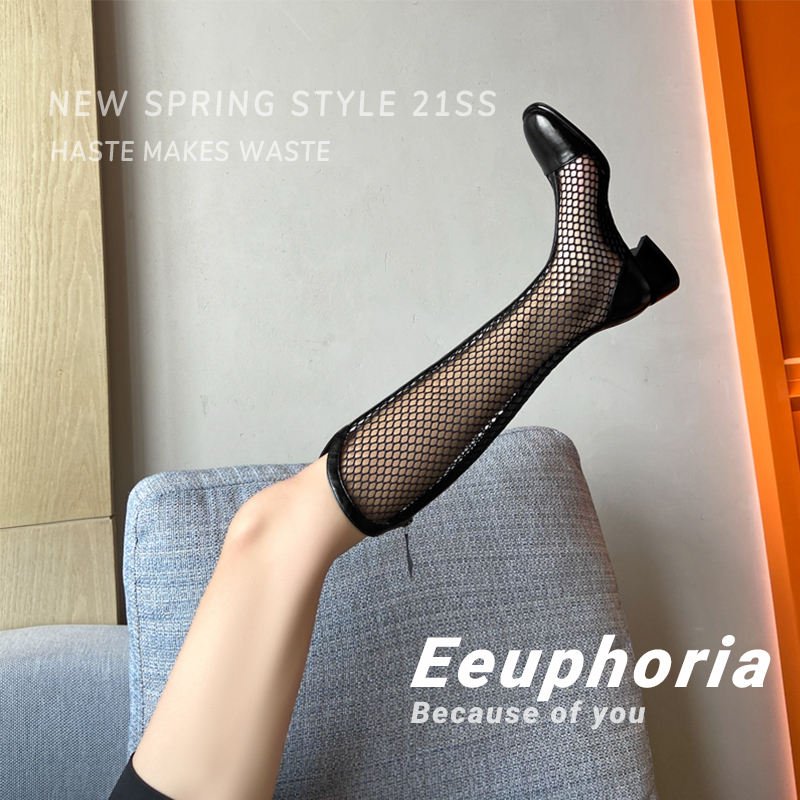 ODM/OEM all seasons women's round toe fashion mesh low heel knee high boots women custom mesh sexy tight high boots women