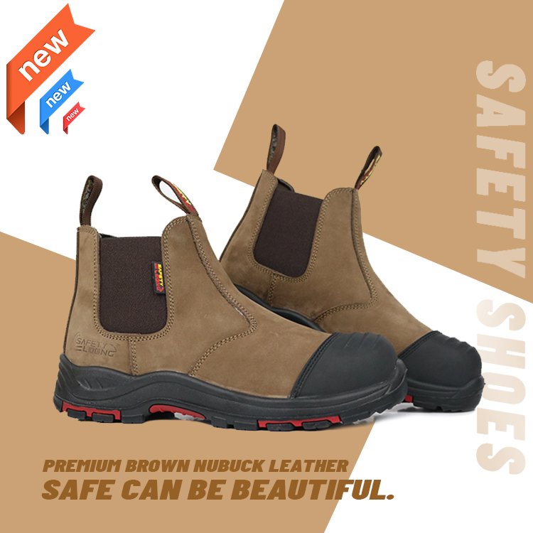 Fashion Mliddle Cut Slip on Safety Shoes For Men Anti smash Anti puncture Shoes Genuine Leather steel toe safety boots for men