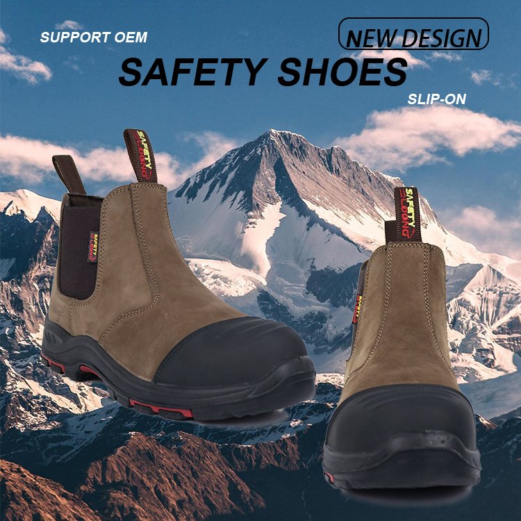 Fashion Mliddle Cut Slip on Safety Shoes For Men Anti smash Anti puncture Shoes Genuine Leather steel toe safety boots for men