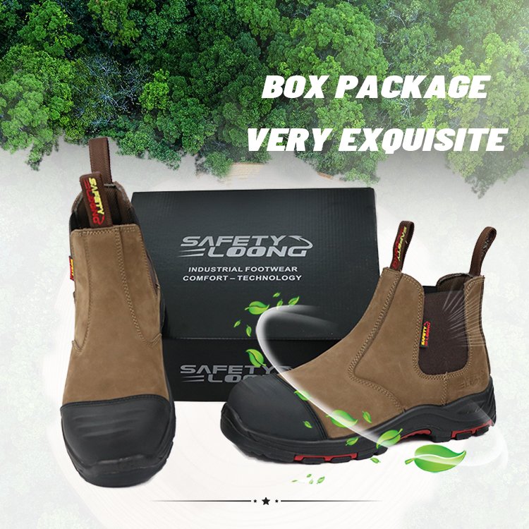 Fashion Mliddle Cut Slip on Safety Shoes For Men Anti smash Anti puncture Shoes Genuine Leather steel toe safety boots for men