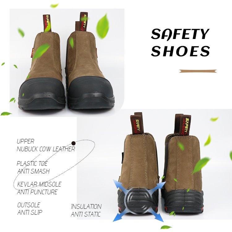 Fashion Mliddle Cut Slip on Safety Shoes For Men Anti smash Anti puncture Shoes Genuine Leather steel toe safety boots for men