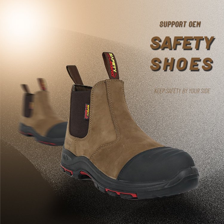 Fashion Mliddle Cut Slip on Safety Shoes For Men Anti smash Anti puncture Shoes Genuine Leather steel toe safety boots for men
