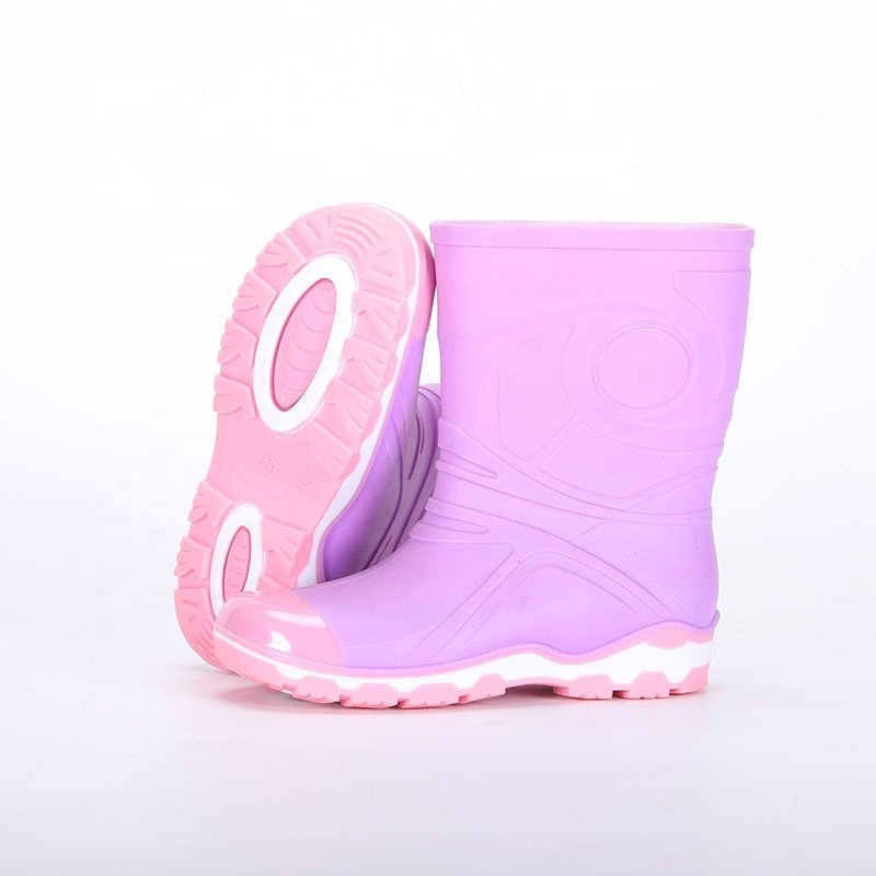 walking soft riding gumboots safety wellington boots for kids custom desgin PVC Kids Rain Boots waterproof boots