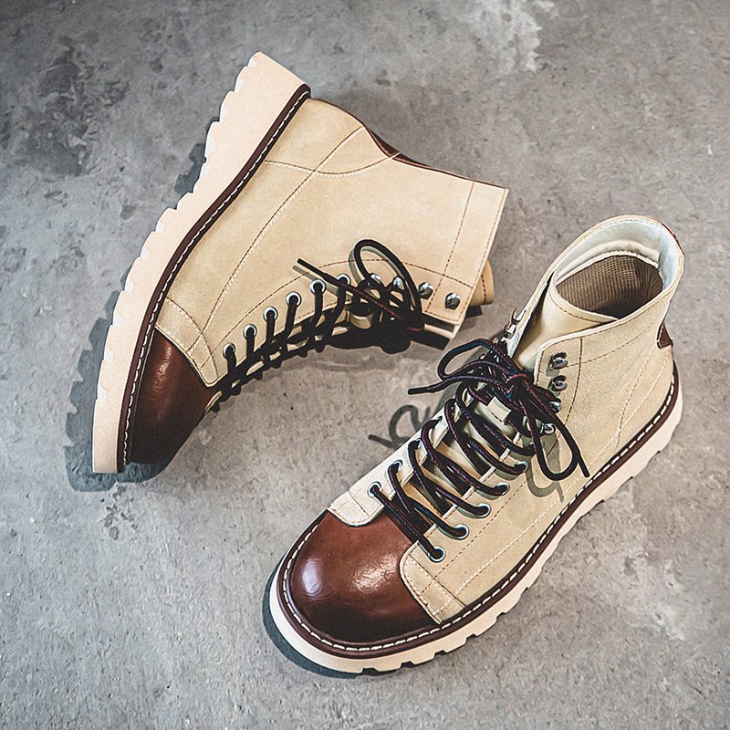 British retro casual suede leather mid-calf motorcycle Martin boots men's shoes