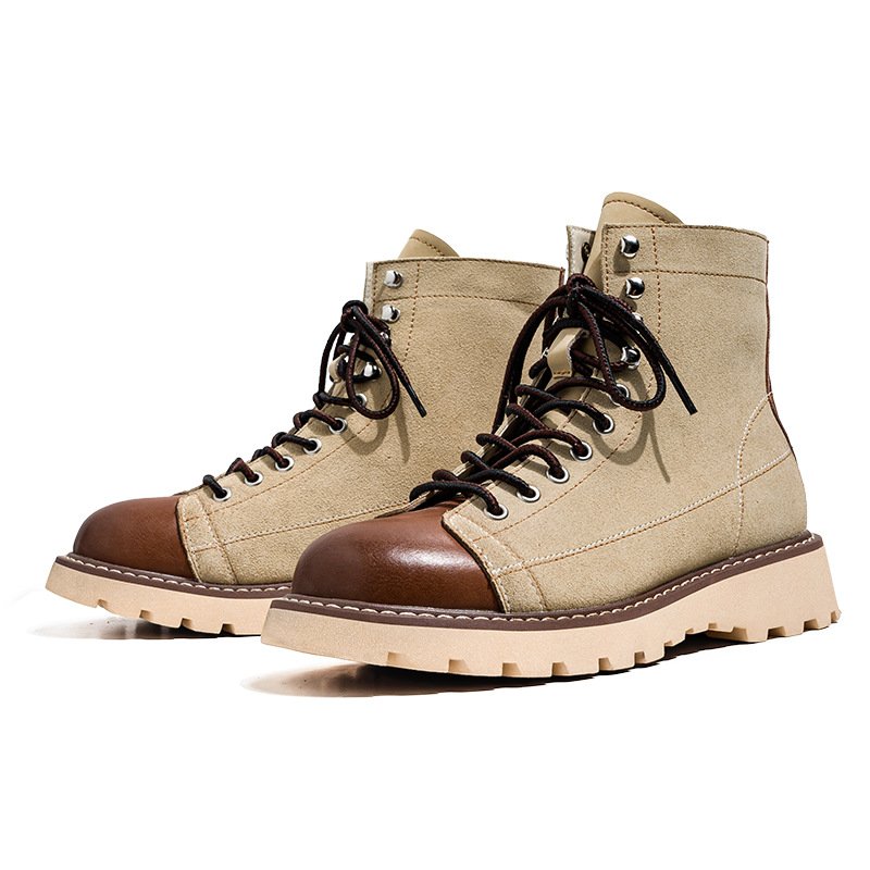 British retro casual suede leather mid-calf motorcycle Martin boots men's shoes