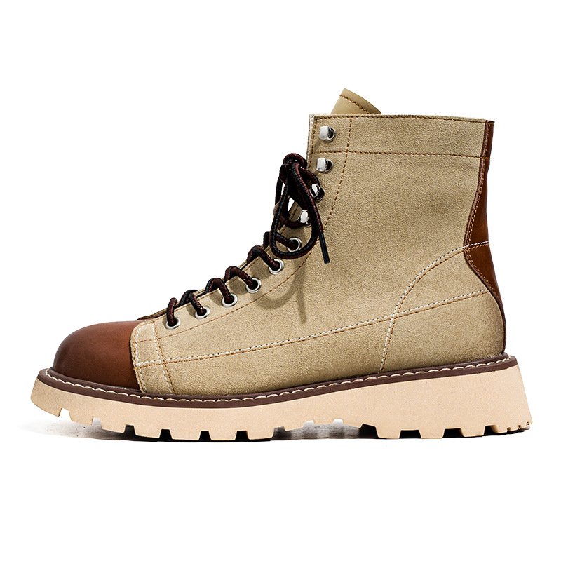 British retro casual suede leather mid-calf motorcycle Martin boots men's shoes
