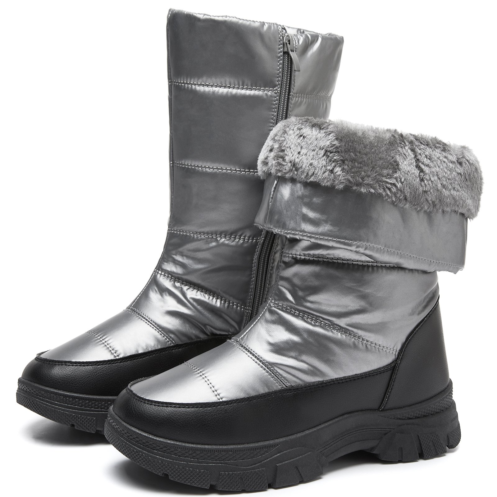 XRH Customized Bulk PVC Sole Faux Fur Lining Half Boots Wholesale Casual Waterproof Ladies Snow Winter Boots For Women