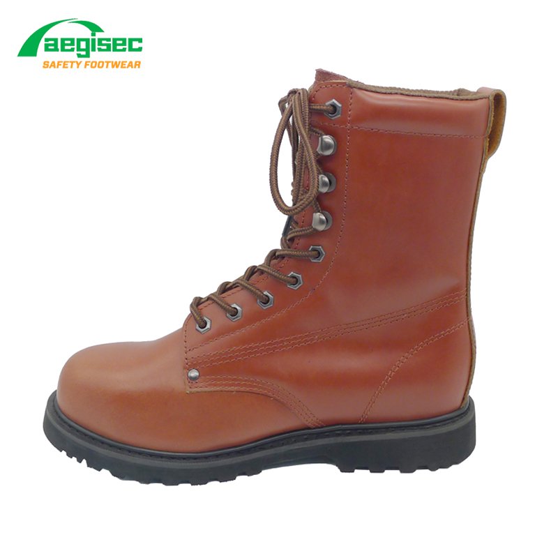 AEGISEC cow leather oil slip resistant rubber sole goodyear welted steel toe cap safety boots women
