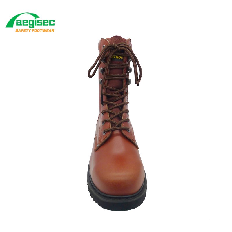 AEGISEC cow leather oil slip resistant rubber sole goodyear welted steel toe cap safety boots women
