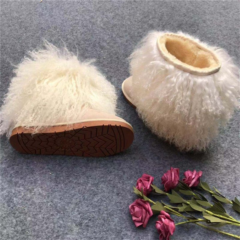 Wholesale cheap factory price winter fashion real mongolian sheep fur short cuff snow boots for women and girls