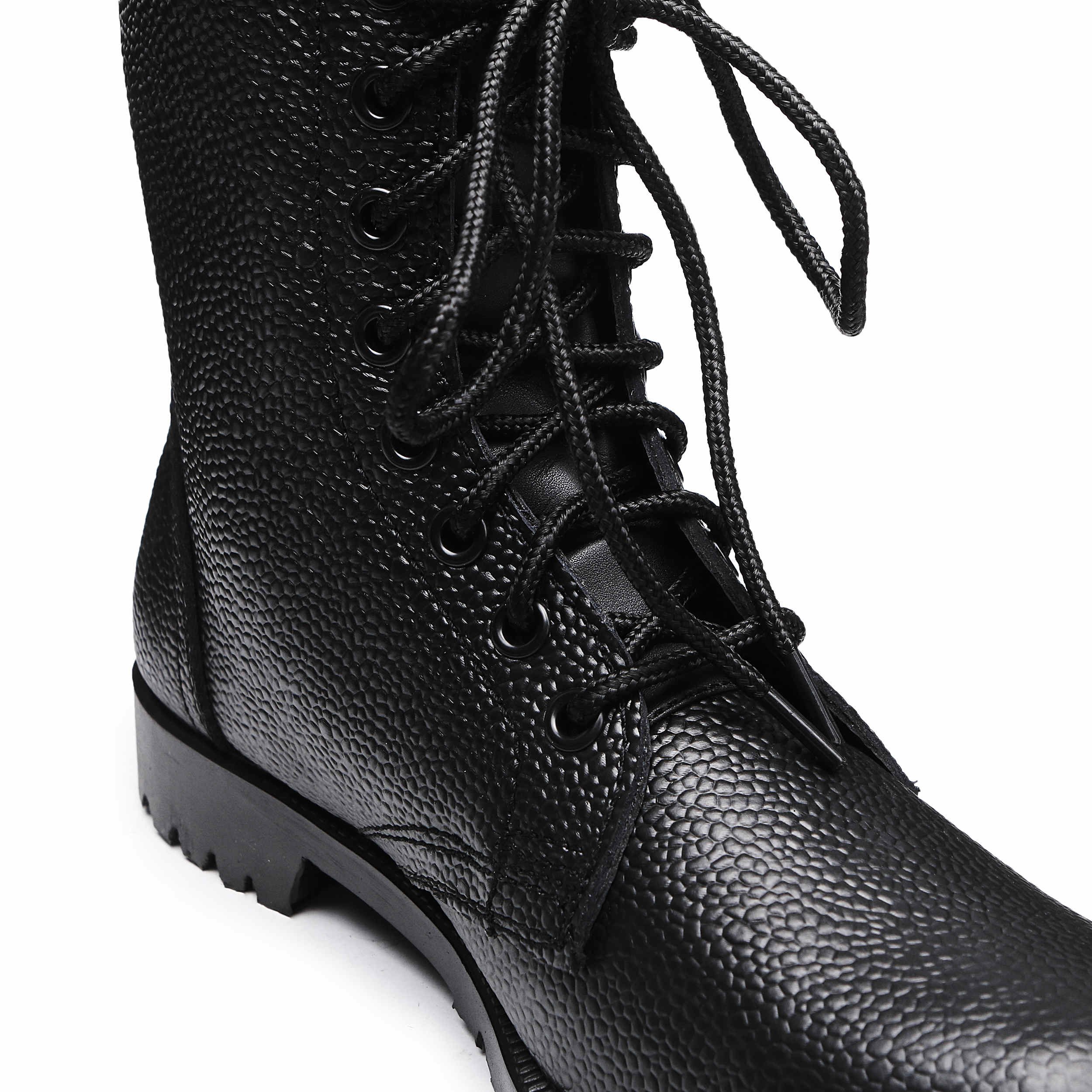 Top Quality Resistant Black Full Black Embossing Leather Tactical Boot
