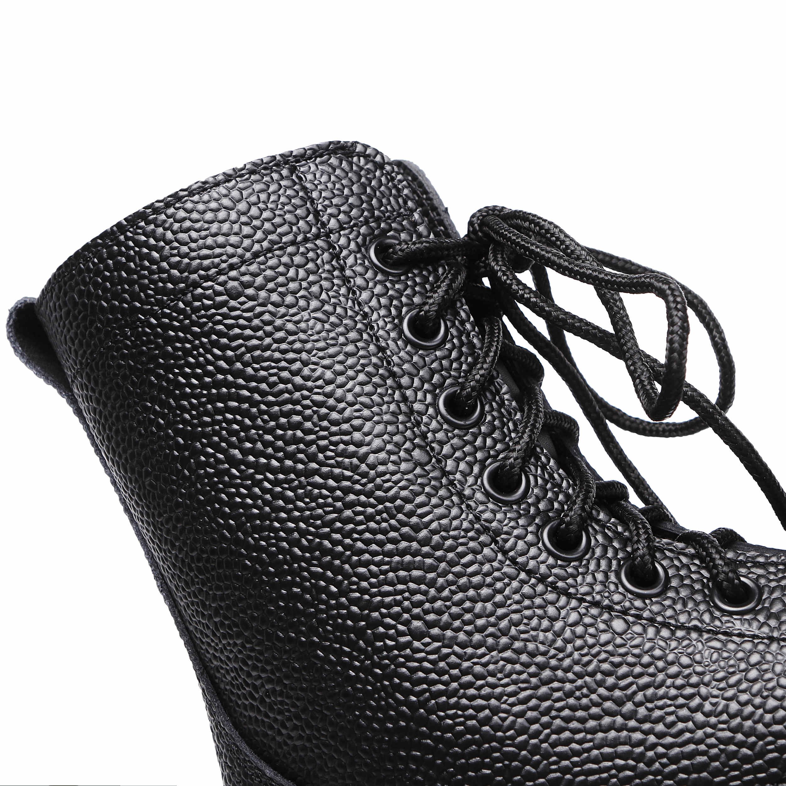 Top Quality Resistant Black Full Black Embossing Leather Tactical Boot