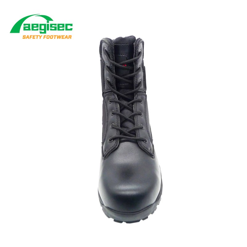 AEGISEC black leather tactical desert boots lightweight slip oil resistant rubber sole security tactical boots