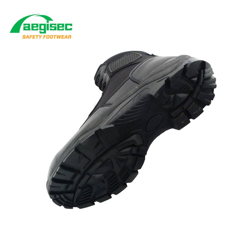 AEGISEC black leather tactical desert boots lightweight slip oil resistant rubber sole security tactical boots
