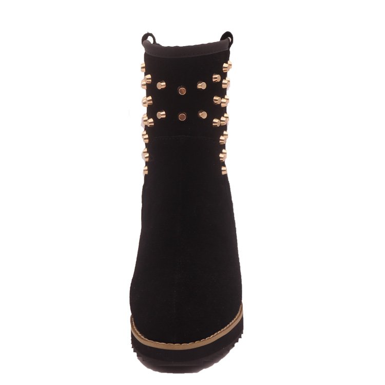 CF-126 Free Samples Half Length Inner Heel Faux Fur Winter Boots And Shoes Lady