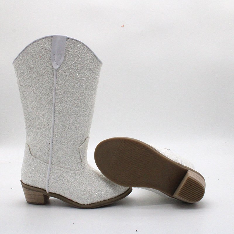 Cowboy Boots,Children Flash Glitter Western Cowboy Boots For Girls Shinning Children Boots