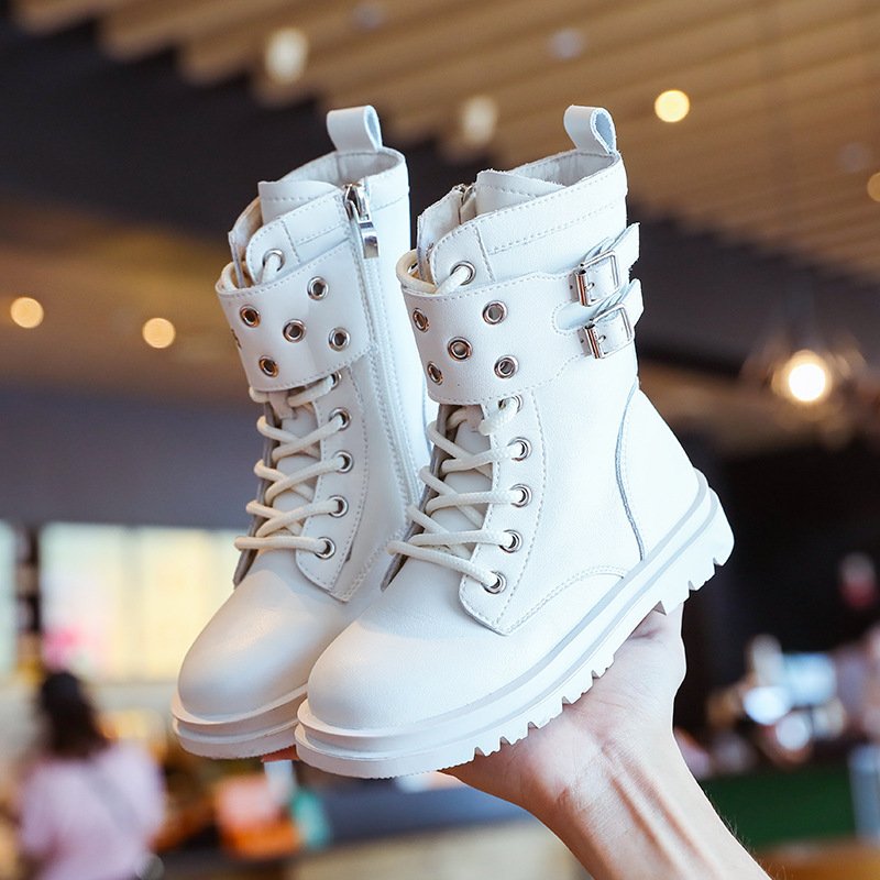 New Winter Girls Boots Fashion Leather Princess Warm Boots Knee-length Martin Boots dropshipping