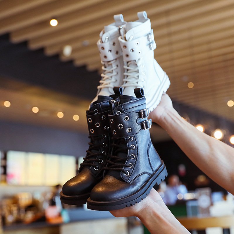 New Winter Girls Boots Fashion Leather Princess Warm Boots Knee-length Martin Boots dropshipping