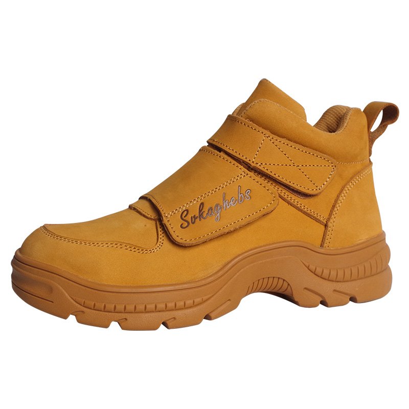 Yellow nubuck leather safety boot, brand name safety shoes boots,antipuncture antismashing safety boots
