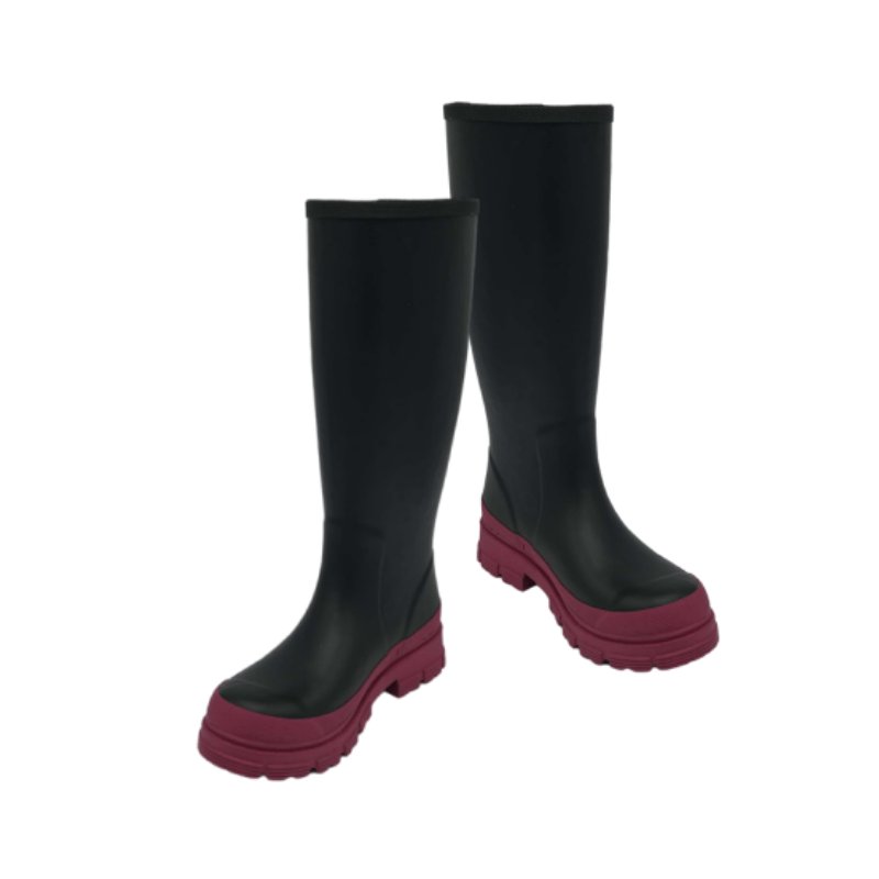 2024 New Fashion Rain Boots Purple Thick-soled Shoes Brand Women's Insulated Rain Boots Adult Natural Rubber Round Beautiful