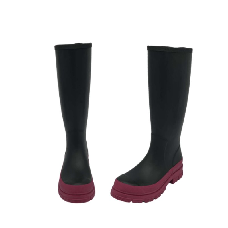 2024 New Fashion Rain Boots Purple Thick-soled Shoes Brand Women's Insulated Rain Boots Adult Natural Rubber Round Beautiful