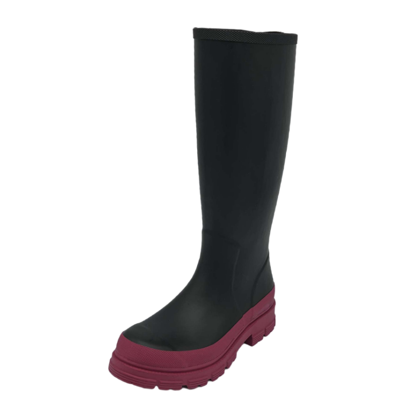 2024 New Fashion Rain Boots Purple Thick-soled Shoes Brand Women's Insulated Rain Boots Adult Natural Rubber Round Beautiful