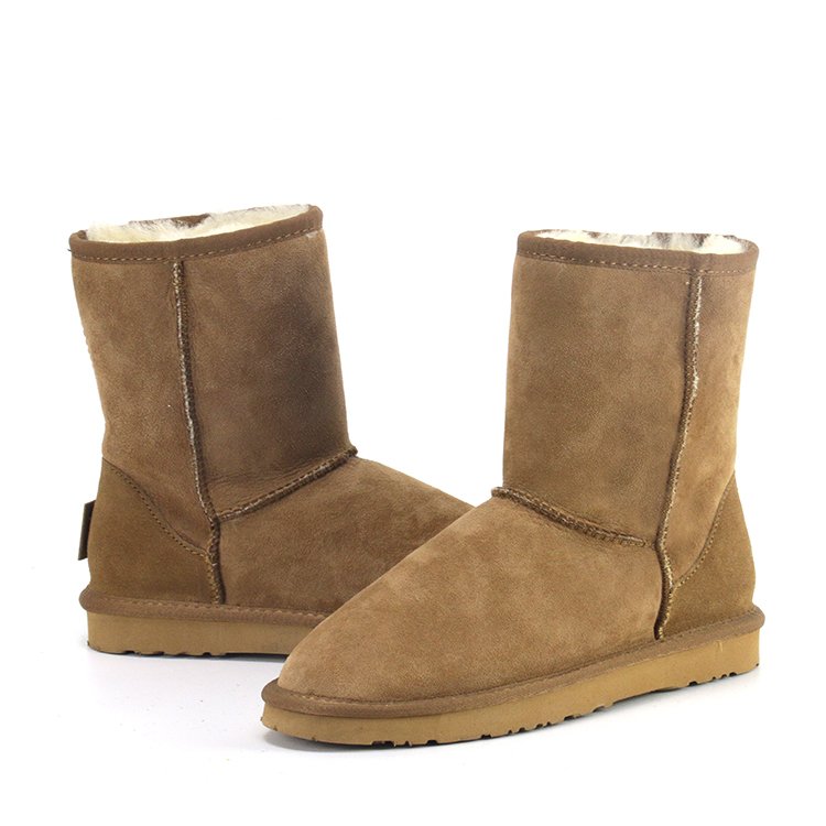Customizable Classic Winter Warm Wide Calf Australia Flat Sheepskin Snow Boots for Women