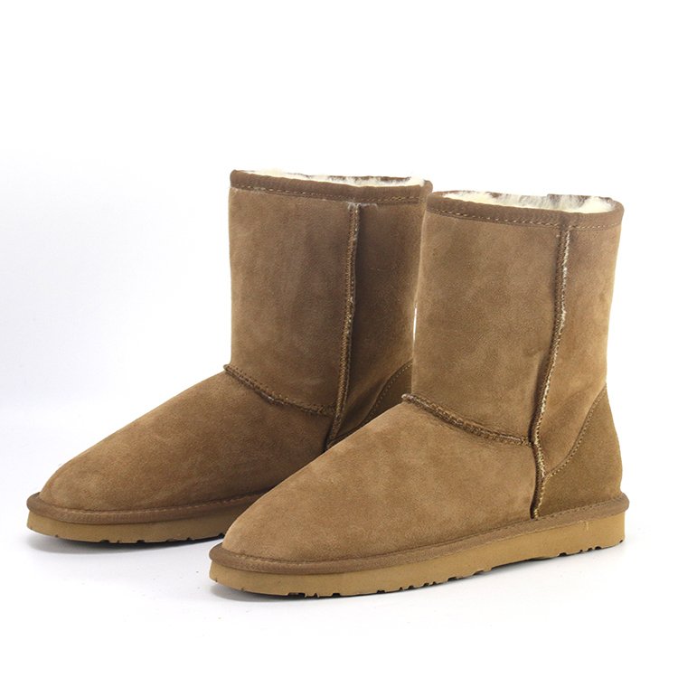 Customizable Classic Winter Warm Wide Calf Australia Flat Sheepskin Snow Boots for Women