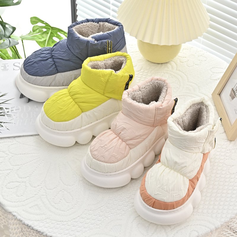 Custom Winter Hot Selling Couple Cotton Shoes Outdoor Wear Warm Snow Boots Waterproof Non-Slip Cotton Boots