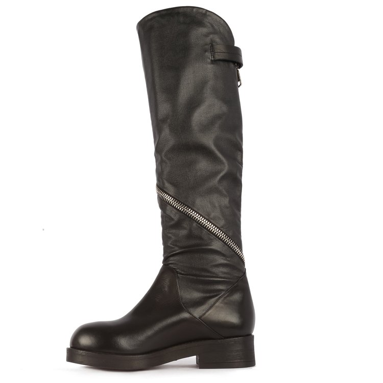 Winter fashion flat designer women leather hunting boots thigh high knee high boots for ladies snow boots