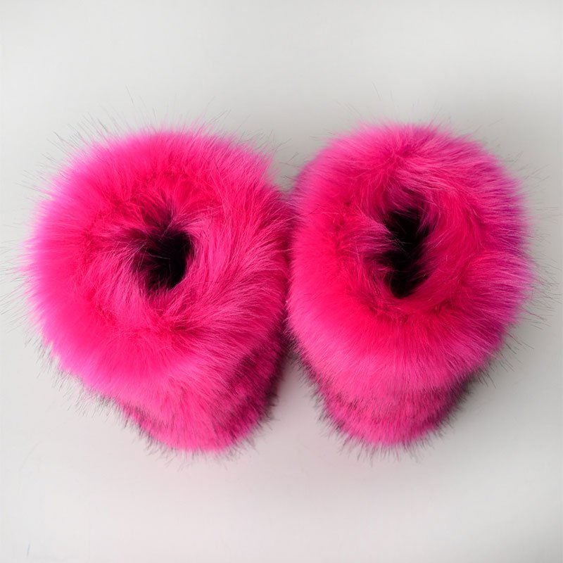 Warm Winter Boots Fox Fur Fake Fur New Style European and American Mid-tube Casual Women's Plus Velvet Plush Snow Boots 2 Pairs