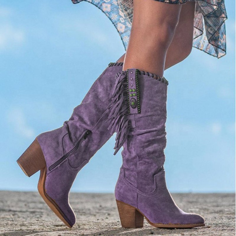New Arrival Autumn Winter Fashionable Women Shoes Western Cowgirl Suede Tassel boots Ladies Boots