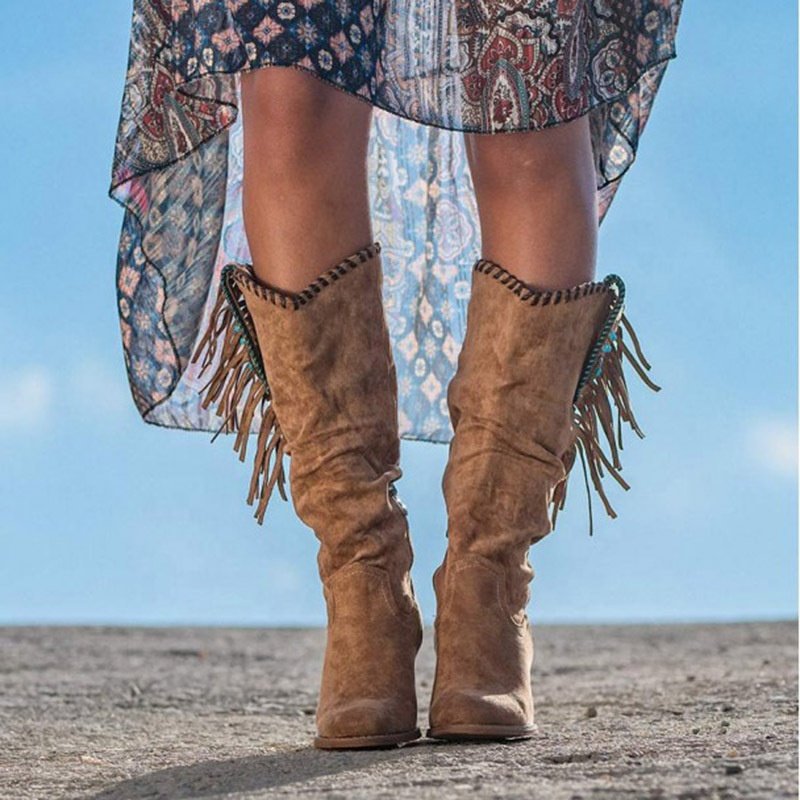 New Arrival Autumn Winter Fashionable Women Shoes Western Cowgirl Suede Tassel boots Ladies Boots