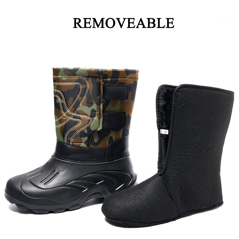 New winter cold resistant anti-slip fishing boots shoes waterproof thickened plush EVA out sole snow boots for men