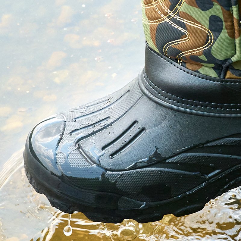 New winter cold resistant anti-slip fishing boots shoes waterproof thickened plush EVA out sole snow boots for men