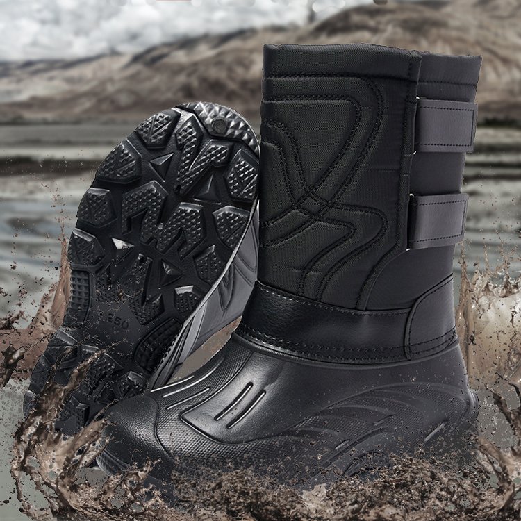 New winter cold resistant anti-slip fishing boots shoes waterproof thickened plush EVA out sole snow boots for men