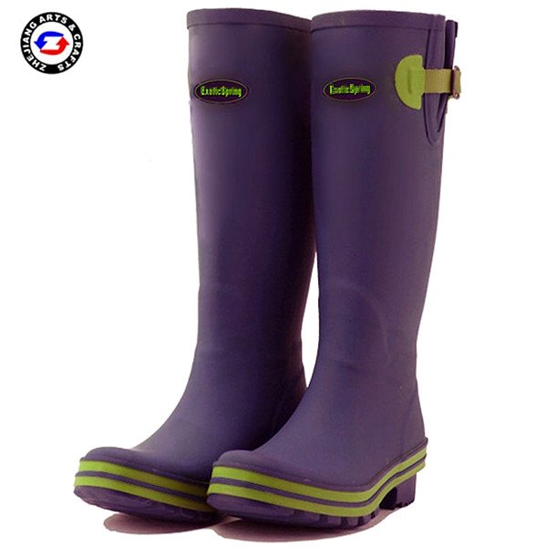 Wholesale factory Purple knee rubber rain boot gumboots for women