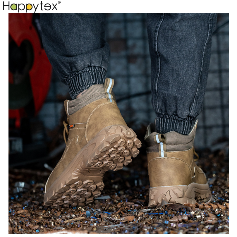 High Quality Man Winter Warm Outdoor Wear-resistant Steel Toe High Top Wool Work Land Safety Shoes Men Industrial Boot