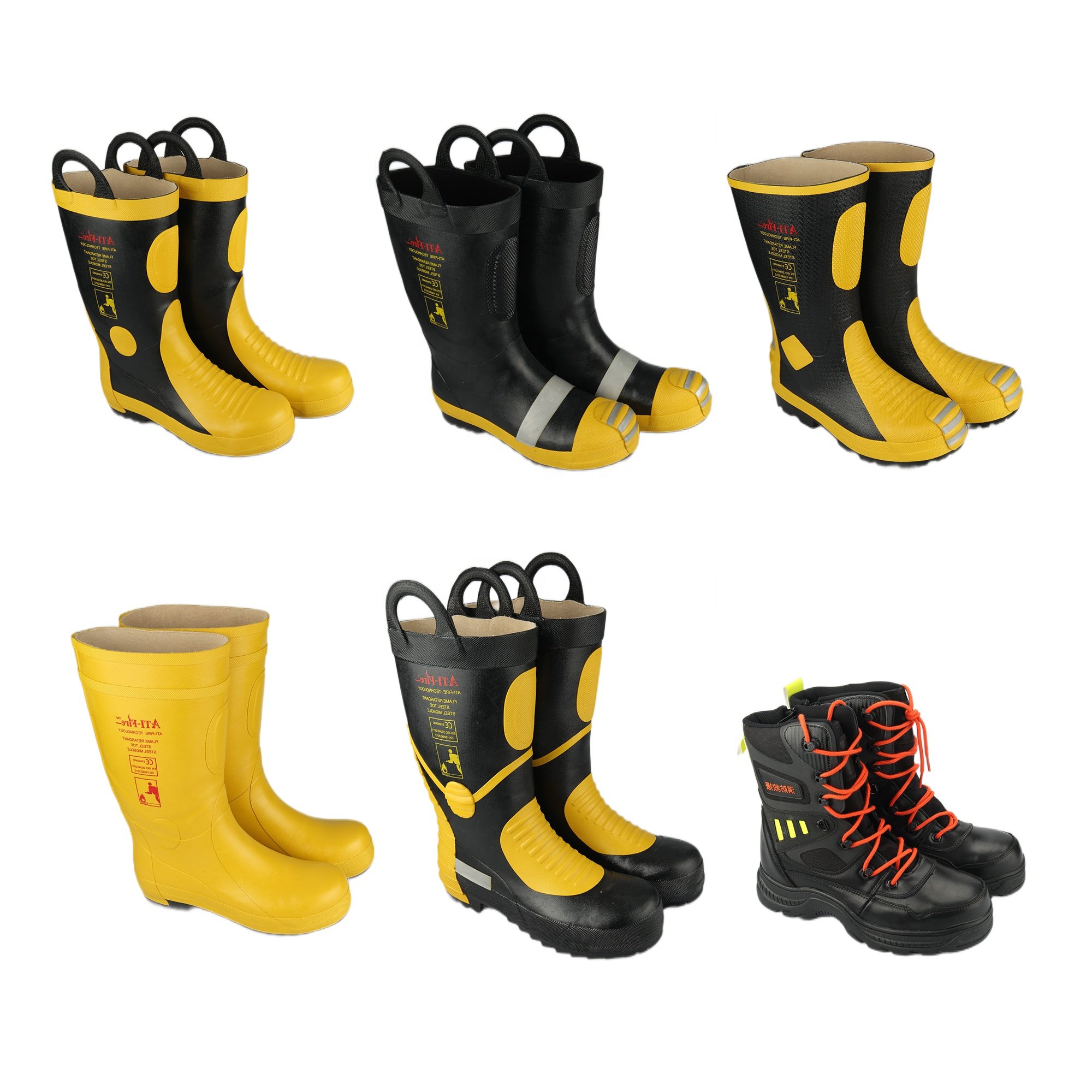 Fireproof shoes Fireman Steel Toe Rubber Boots for Fire Fighters